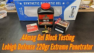 .44mag Gel Block Test, Lehigh Defense 220gr Xtreme Penetrator, Solid Copper Bullet, 4 Barrel Lengths