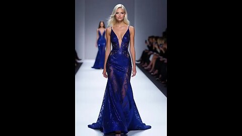 Deep Blue Lace Evening Dress