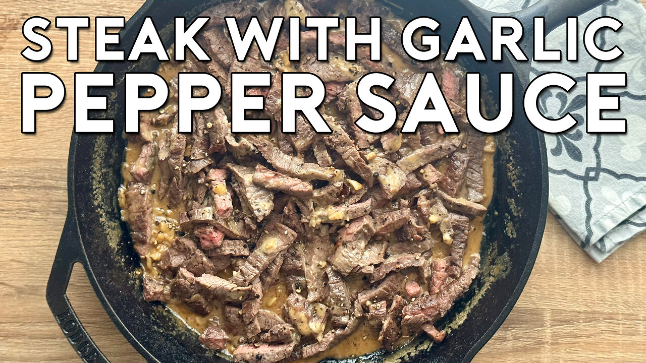 STEAK WiITH GARLIC PEPPER SAUCE