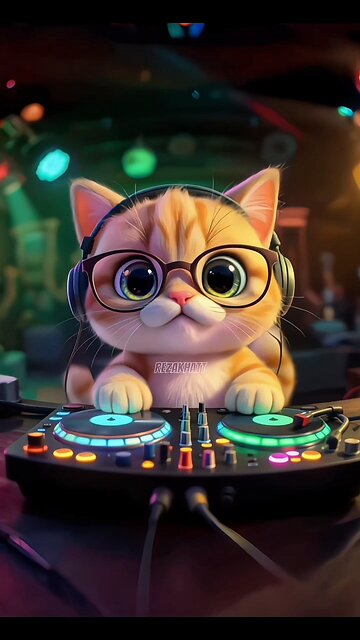 This cat takes DJ-ing WAY too seriously