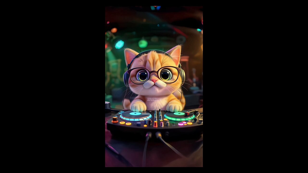 This cat takes DJ-ing WAY too seriously