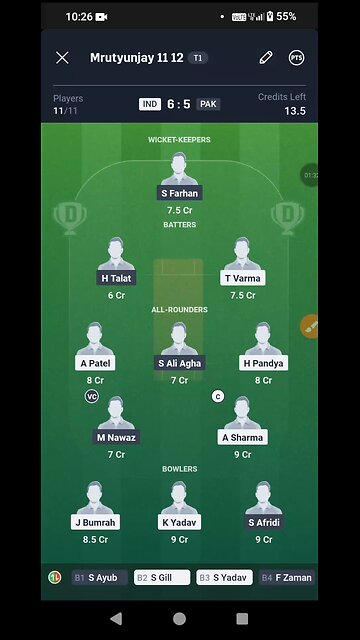 IND vs Pakistan dreem11 pradisson