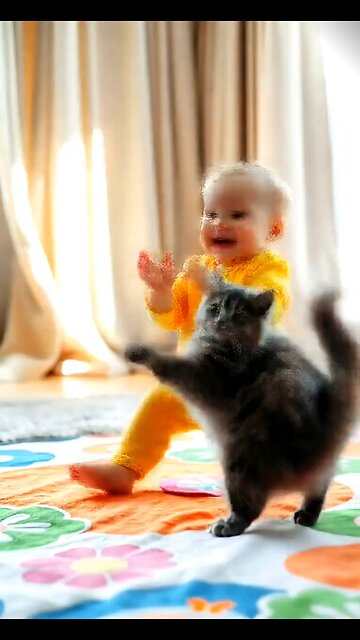 Baby Dancing with kitty
