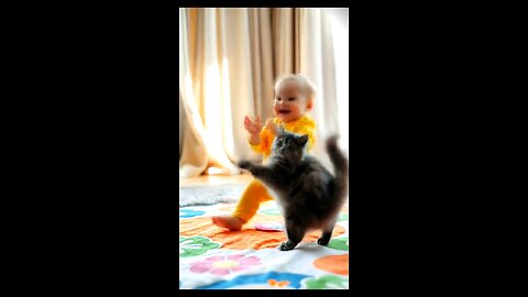 Baby Dancing with kitty