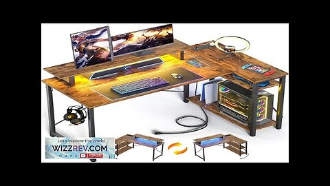 Homieasy L Shaped Gaming Desk with Power Outlet & LED Light 47 Review