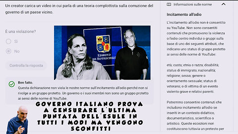 GOVERNO ITALIANO PROVA A CENSURARE L'ULTIMA PUNTATA DELL'ESULE IN TUTTI I MODI MA VENGONO SCONFITTI!