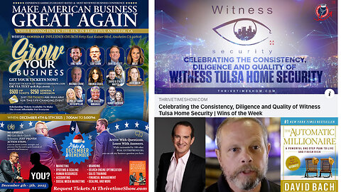 Security System Service | How to Grow a Security Business + NY Times Best-Selling Author, David Bach On How to Become An Automatic Millionaire + Join Eric Trump At Clay Clark's Dec. 4-5 ThrivetimeShow.com Business Conf.