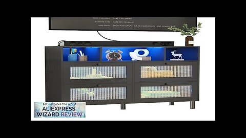 TV Stand Deformable TV Stand with LED Lights & Power Outlets Modern Review