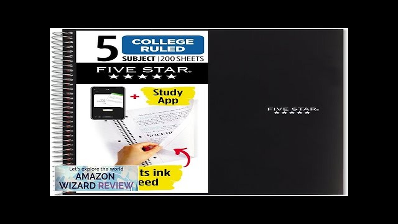 Five Star Spiral Notebook + Study App 5 Subject College Ruled Paper Review