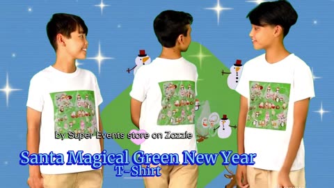 Santa Magical Green New Year T-Shirt by Super Events on Zazzle