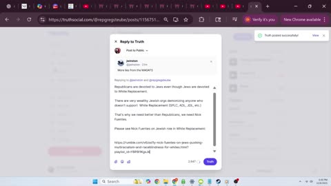 Reaching lots of MAGA on Truth Social with Nick Fuentes propaganda
