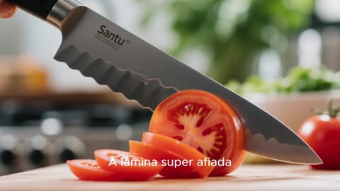 Faca santoku 18cm – Corte fino e versátil.