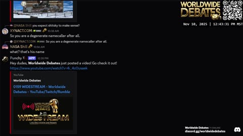 0159 WIDESTREAM - Worldwide Debates - YouTube/Twitch/Rumble