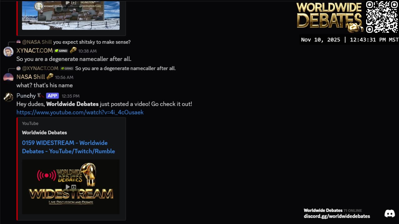 0159 WIDESTREAM - Worldwide Debates - YouTube/Twitch/Rumble