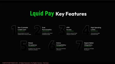 LQUID PAY - UNIQUE HYBRID CRYPTO FIAT PLATINUM (self-custody) VISA DEBIT CARD - TOP TEAM ROB BUSER