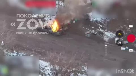 Drone Bomber Burnt a Ukrainian Truck and Eliminated One Serviceman