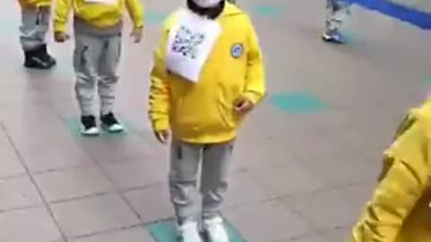 Chinese Children lining up