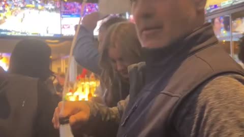 Beer Geyser Spouts Over Several Strangers