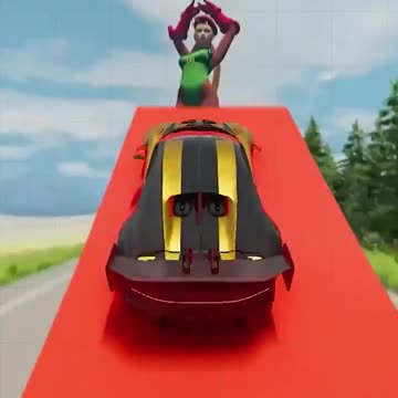 “Car vs Clown Character: Car Simulation Test – Nissan GT-R vs Devel Sixteen”#GameplayVideo