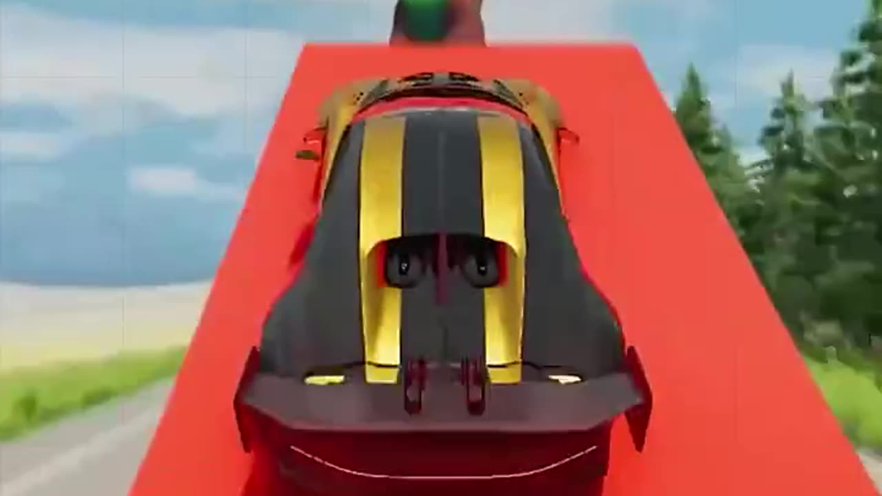 “Car vs Clown Character: Car Simulation Test – Nissan GT-R vs Devel Sixteen”#GameplayVideo