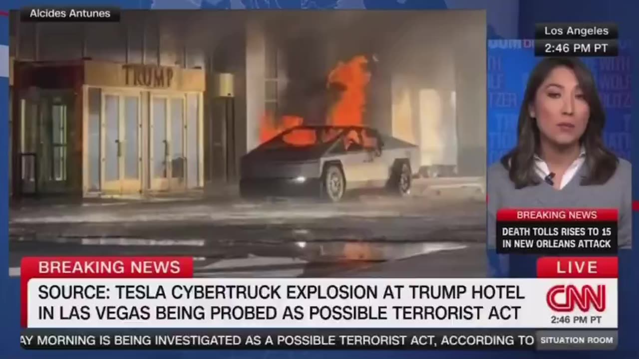 cyber truck explosion initiated by driver / detonator Trump Elon suggests related to New Orleans