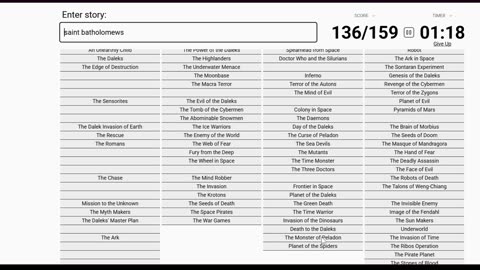 Classic 'Doctor Who' Stories Quiz and 20 minutes