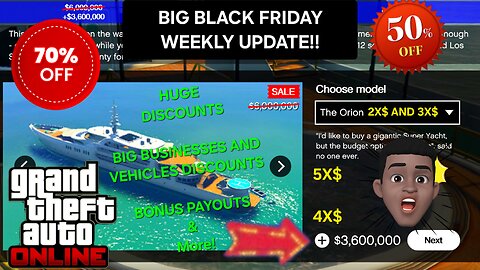HUGE BLACK FRIDAY DISCOUNTS, 5X MONEY ON SUPERYACHT MISSIONS, BUSINESS AND VEHICLE DISCOUNTS!