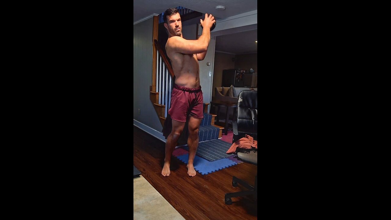 Swingggg! Using a light weight medicine ball is a great way to build strength and improve mobility!