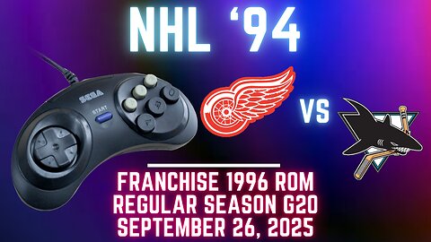 NHL '94 Franchise League (1996) - Red Wings (FlamShelter) at Sharks (Len) {Genesis} Game 20