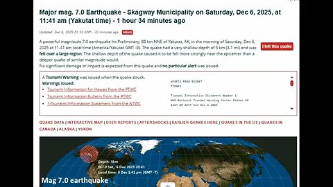 Major 7.0 Earthquake Strikes Alaskan Glacier December 6th 2025!