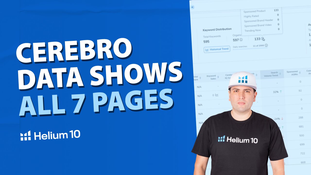 Cerebro Data Shows All 7 Pages | Helium 10 Pro Training