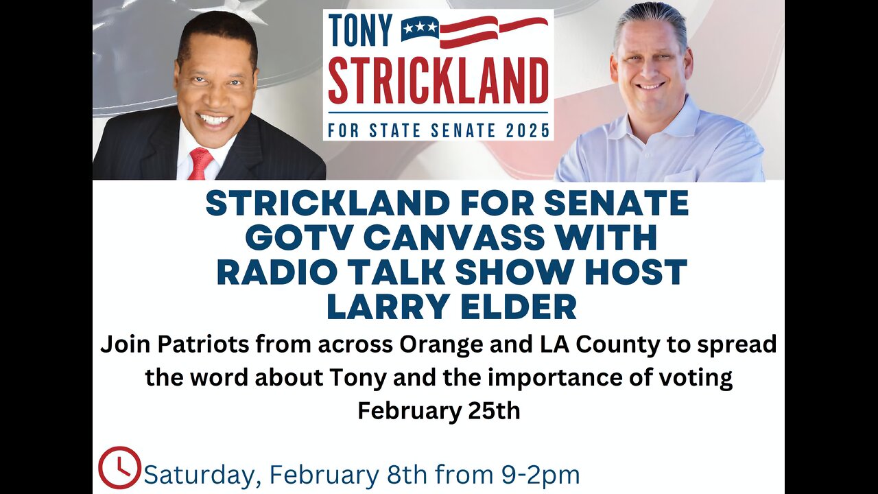 STRICKLAND FOR SENATE GOTV CANVASS W/ RADIO HOST LARRY ELDER