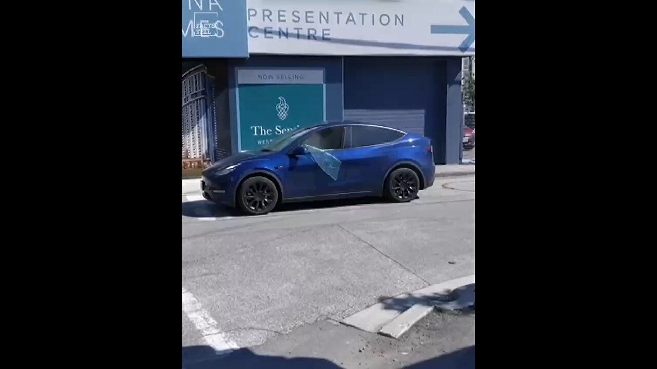 Electric car shuts down, traps the driver inside, then catches fire.