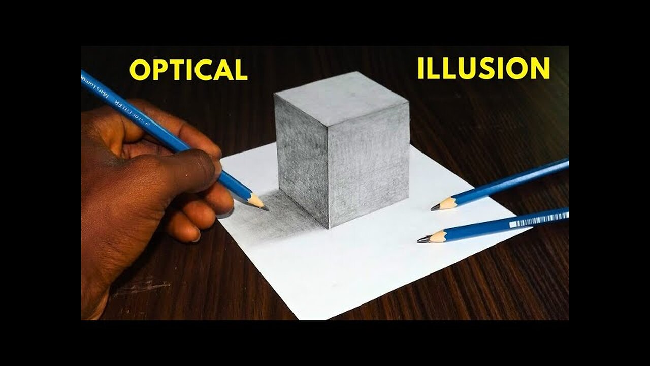 How to Draw 3D CUBE - Optical Illusion - Trick Art!. | PSN Experiment