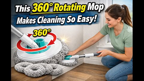 360° Rotatable Mop Set with Replaceable Microfiber Heads | Complete Home Cleaning Tool