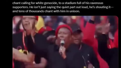 South African leader Julius Malema chants “Kill the Boer”, a murderous chant calling for white genocide, to a stadium full of his ravenous supporters. He isn’t just saying the quiet part out loud, he’s shouting it—and tens of thousands chant wit