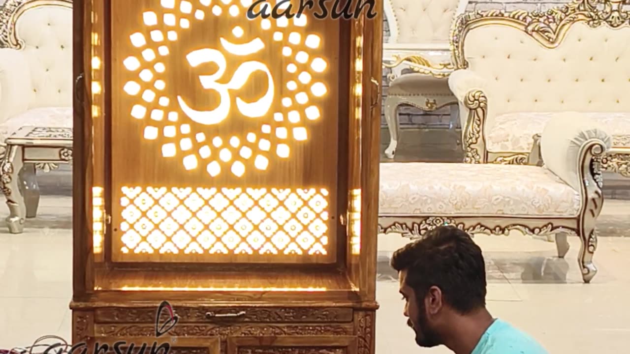 Modern temple with LED light | Teakwood Mandir | Mandir | Dev Ghar |