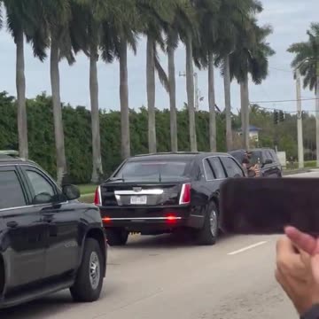President Donald J. Trump waves to supporters as he leaves Mar-a-Lago on President's Day