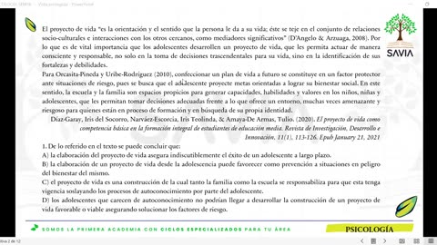 SAVIA REGULAR 2025 | Semana 16 | Psicología