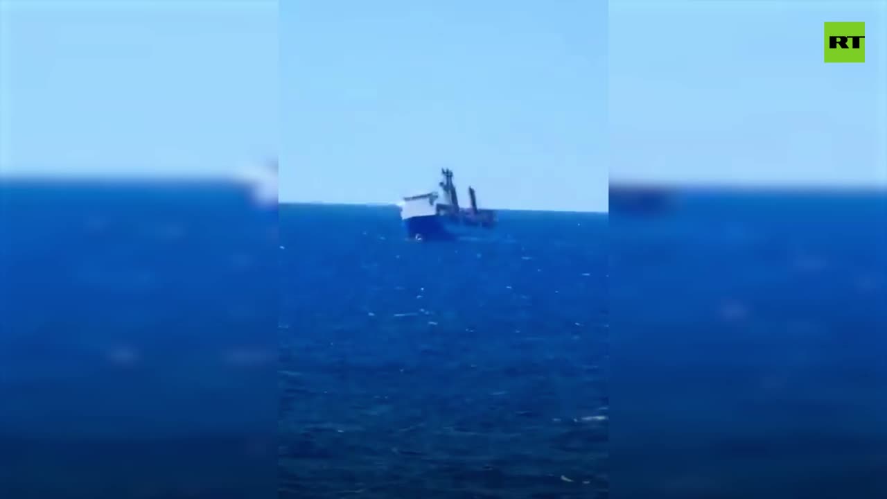 Moment Russian cargo ship sinks in Mediterranean