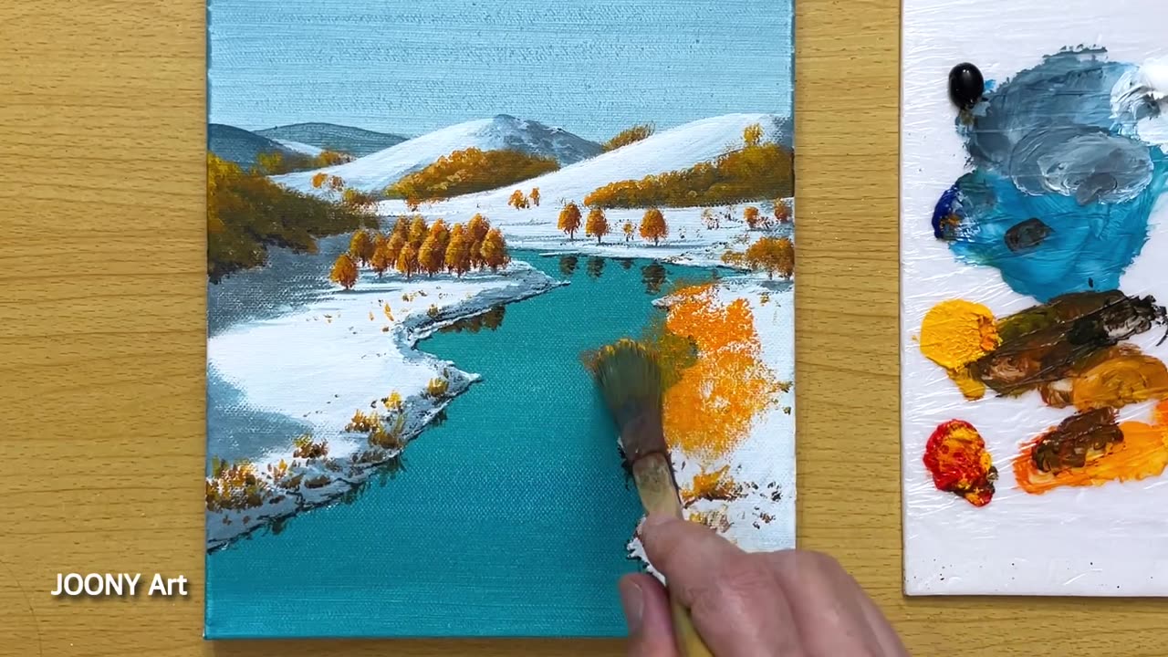 How to Draw a Winter Scenery _ Acrylic Painting