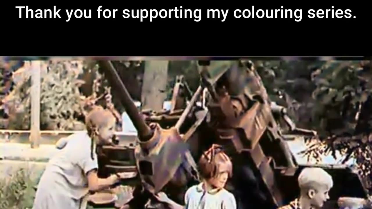 Play in the Wreckage Children and Abandoned Gun #ColourisedHistory