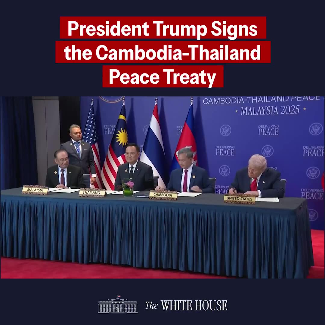 Trump Signs Peace Agreement Between Cambodia & Thailand, Inks Trade Deals
