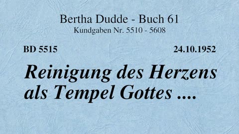 BD 5515 - REINIGUNG DES HERZENS ALS TEMPEL GOTTES ....