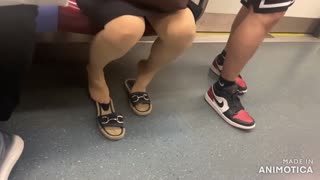 Nylons + sandals on the MRT...