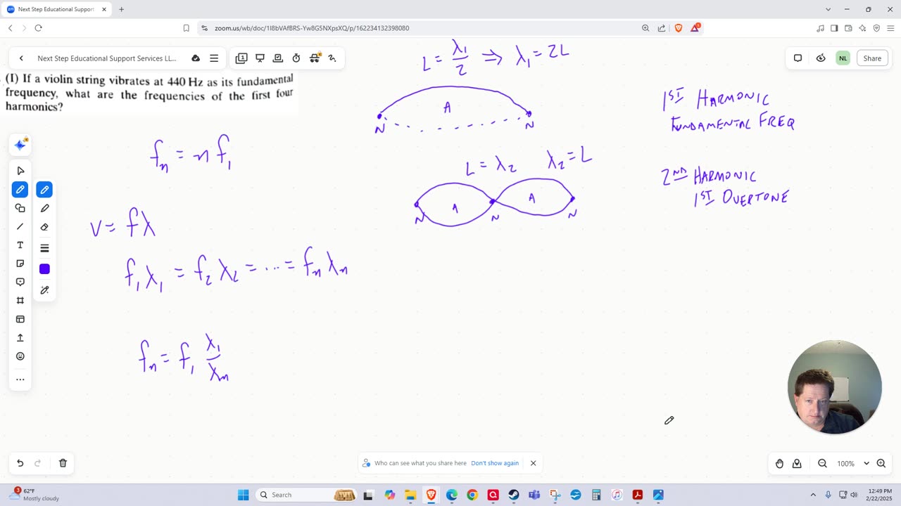 Calculating the First Four Harmonics for a Violin String