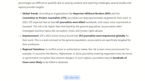 Deep Seek retracts messages related to risk to life to journalists vs nonjournalists