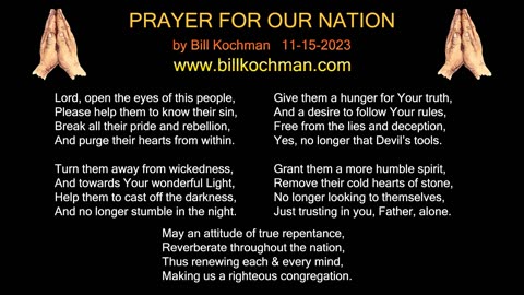 PRAYER FOR OUR NATION -- an original song by Bill Kochman.