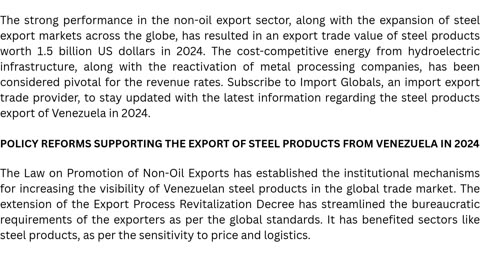 Venezuela Steel Exports 2024 | Global Trade Insights