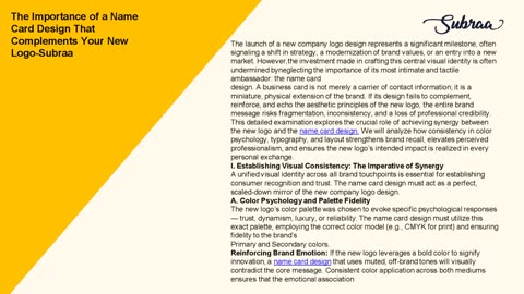 The Importance of a Name Card Design That Complements Your New Logo-Subraa